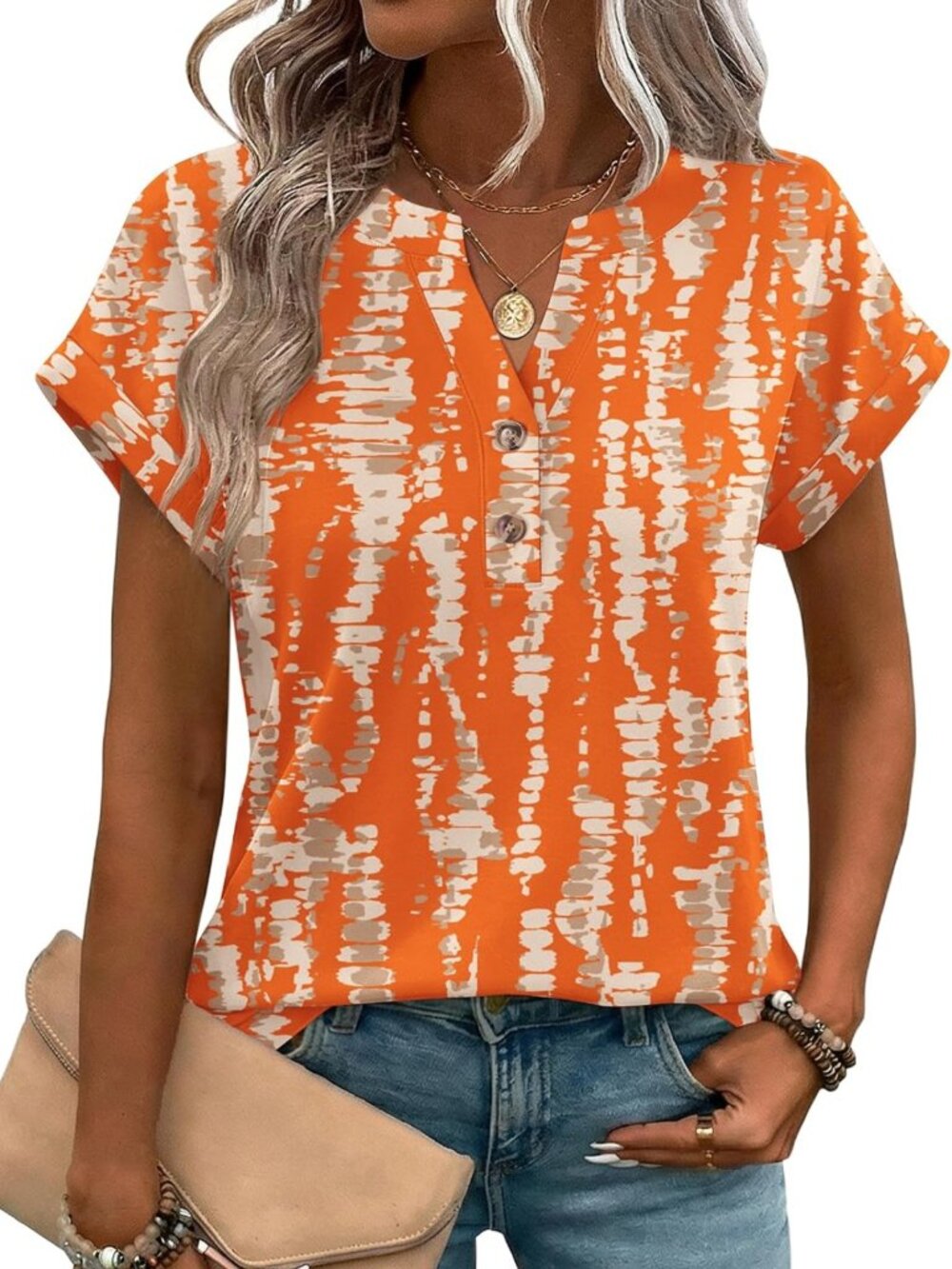 Chic Women's Short Sleeve V-Neck Tops - Dressy Casual Work Blouses & T-Shirts